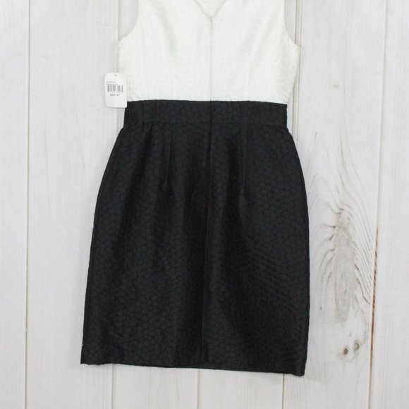 NWT! Ivy + Blue Maggy Boutique Black White Back Zip Textured Combo Dress Size 4P - Picture 7 of 12